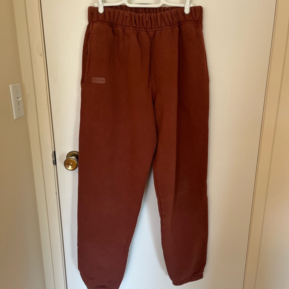 SET Active Rust Sweatpants Relaxed Fit Elastic Waistband